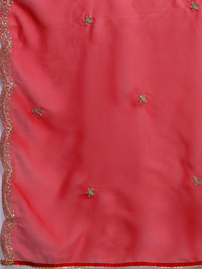 Women Ethnic Motifs Embroidered Regular Sequinned Liva Kurta with Trousers & With Dupatta