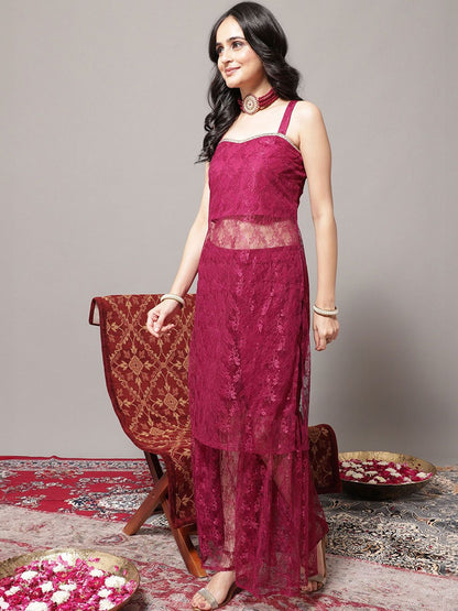 Dhiyona VA Women's Floral Woven Design Kurta With Sharara