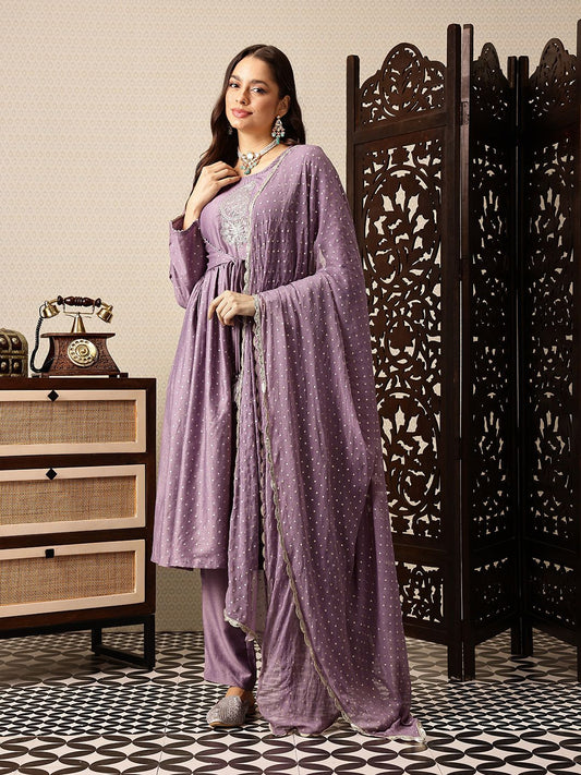 Dhiyona PD Women Printed Regular Jashn Kurta with Trousers & With Dupatta
