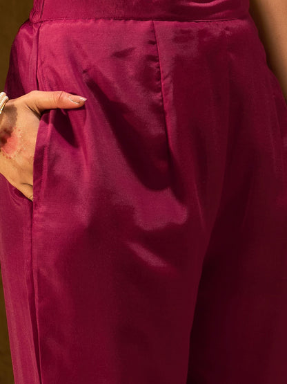 Dhiyona IE Floral Embroidered Straight Kurta With Trousers And Dupatta