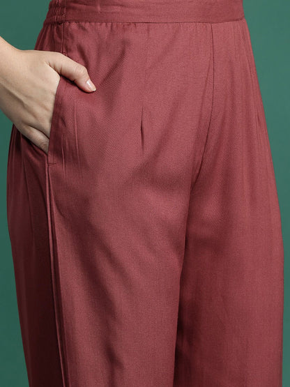 Ethnic Motifs Embroidered Kurta with Trousers & With Dupatta