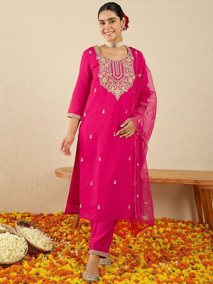 Women Ethnic Motifs Embroidered Sequinned Kurta with Trousers & Dupatta