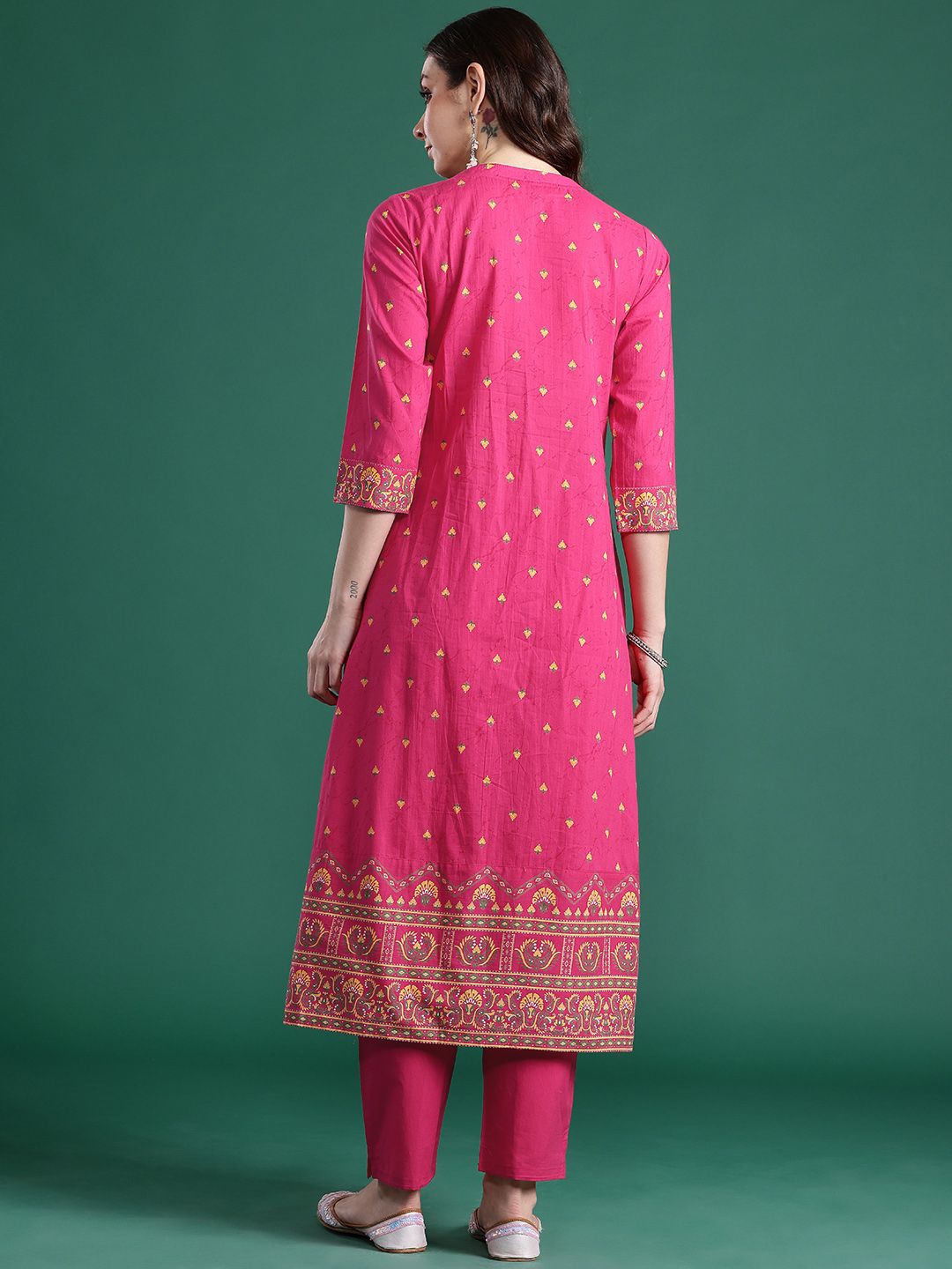 Ethnic Motifs Printed Pure Cotton Kurta with Trousers