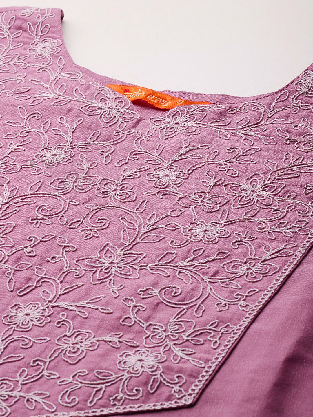 Floral Embroidered Thread Work Kurta with Trousers & Dupatta