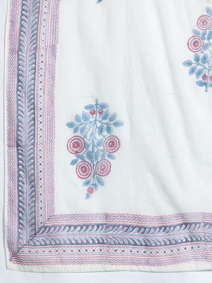 Dhiyona IE Floral Printed Pure Cotton Kurta with Trousers & Dupatta