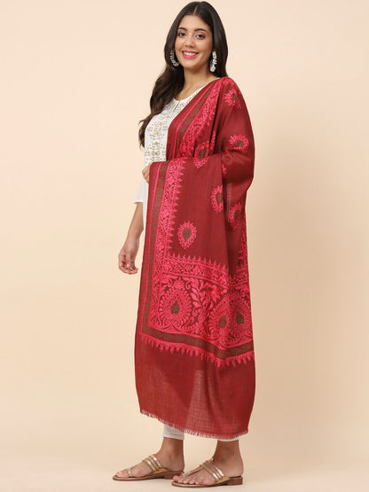 Dhiyona PA Ethnic Motifs Embroidered Woollen Shawl