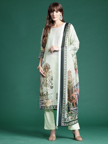 Dhiyona IE Ethnic Motifs Printed Kurta With Trousers & Dupatta
