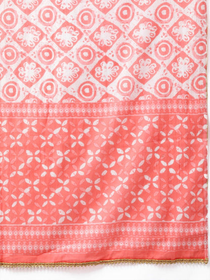 Dhiyona IE Women Pink Embroidered Regular Kurta with Palazzos & Dupatta
