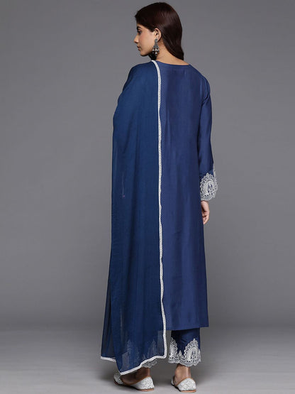 Dhiyona VA Women'sEthnic Thread Embroidered Kurta & Trousers With Dupatta