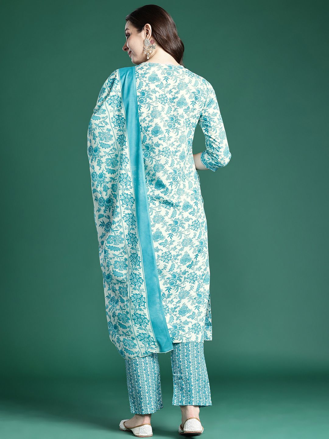 Dhiyona IE Floral Printed Kurta with Trousers & Dupatta