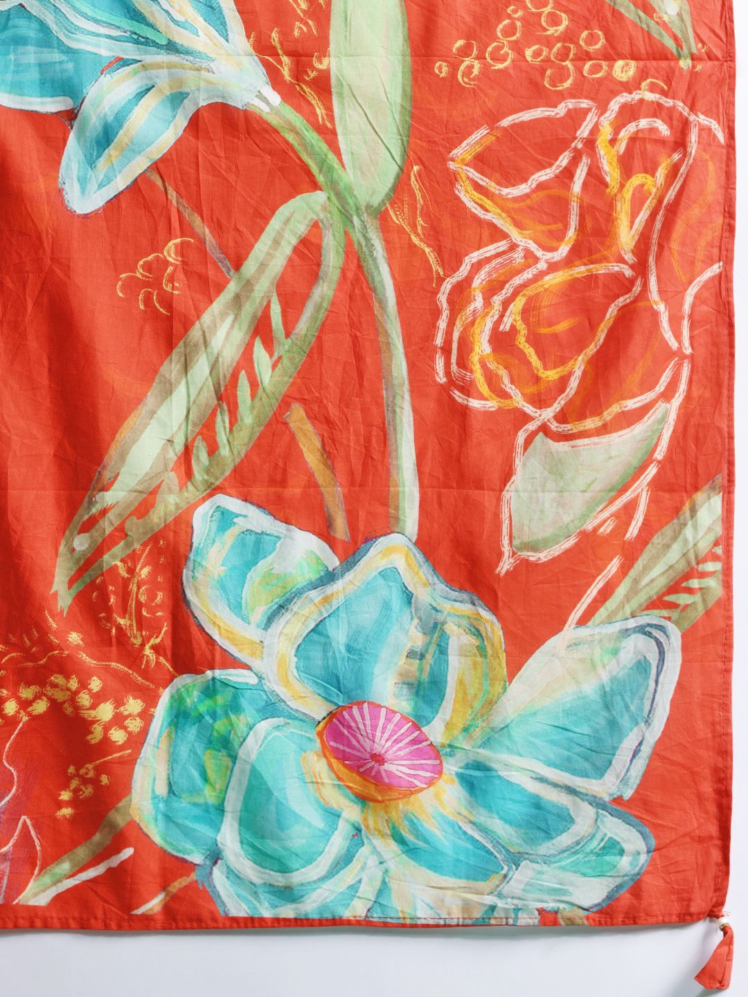 Floral Printed Beads & Stones Pure Cotton Kurta With Trousers & Dupatta