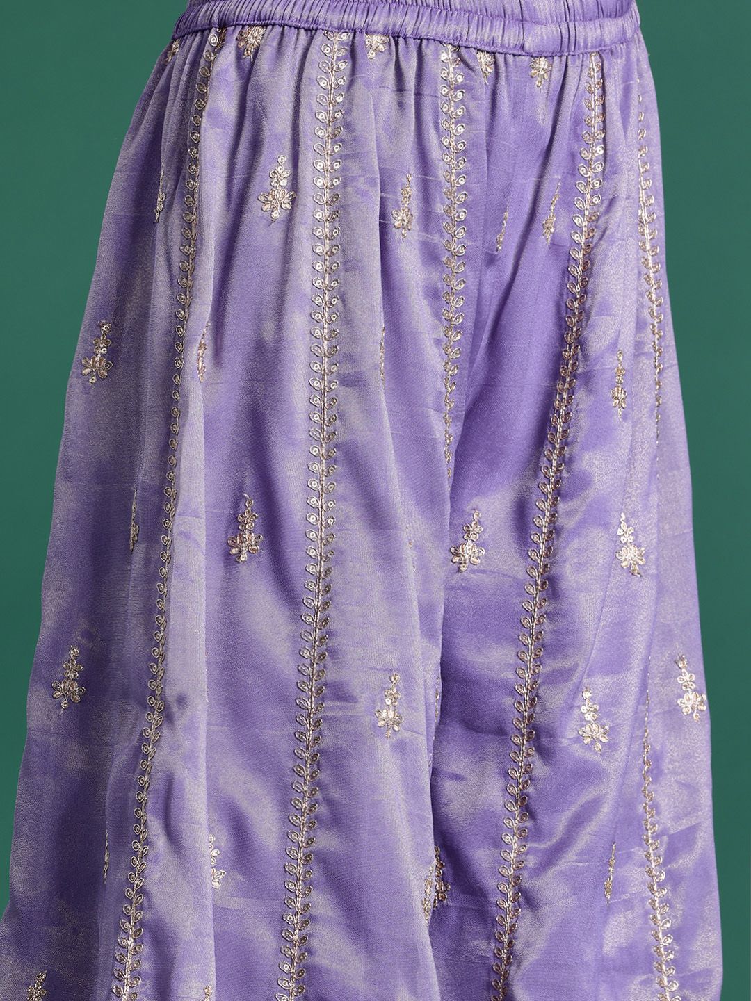 Dhiyona IE Ethnic Motifs Embroidered Sequinned Kurta With Palazzos & Dupatta