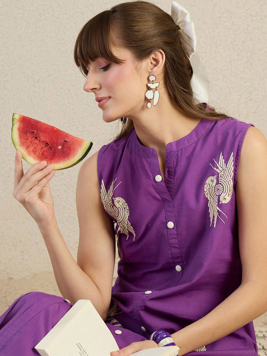 Women Ethnic Motifs Embroidered Regular Thread Work Pure Cotton Kurta Sets