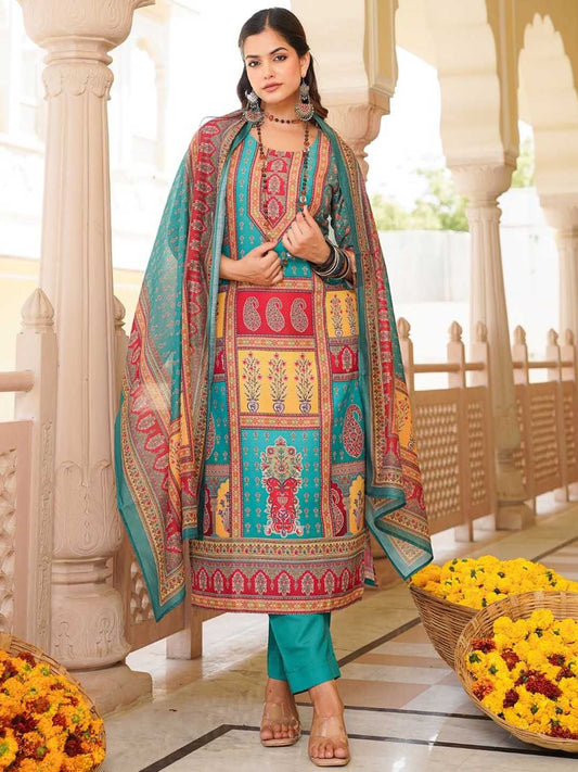 Dhiyona KL Women Ethnic Motifs Printed Kurta with Trousers & With Dupatta