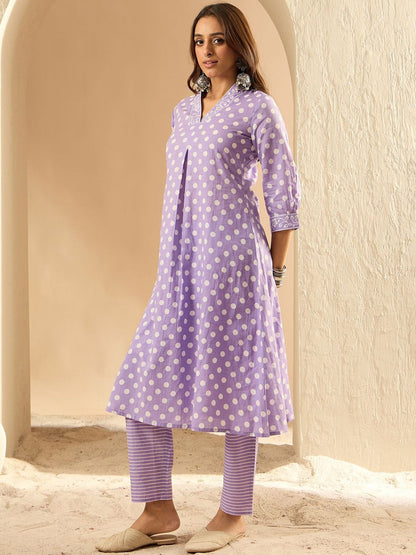 Women Printed Regular Pure Cotton Kurta with Trousers