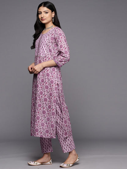 Dhiyona VA Women'sFloral Printed Gotta Patti Pure Cotton Kurta With Trousers & With Dupatta