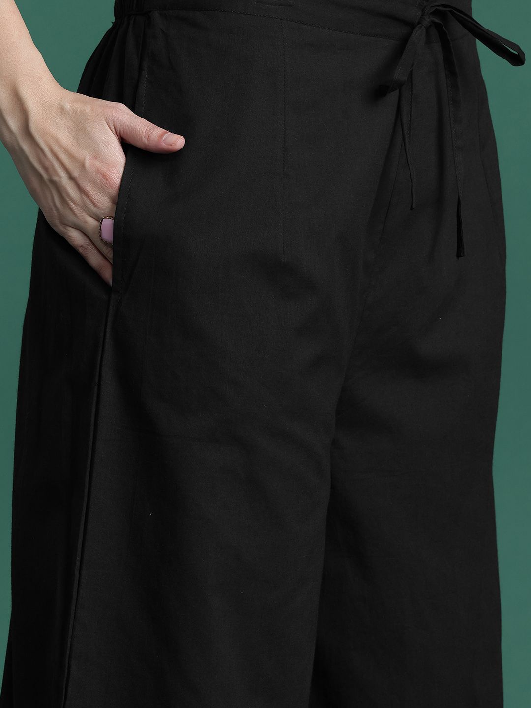 Floral Embroidered Empire Thread Work Pure Cotton Kurta with Palazzos