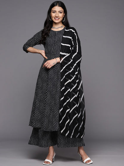 Dhiyona VA Women'sPrinted Empire Pure Cotton Kurta With Palazzos & With Dupatta