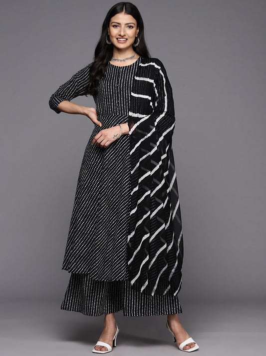Dhiyona VA Women'sPrinted Empire Pure Cotton Kurta With Palazzos & With Dupatta