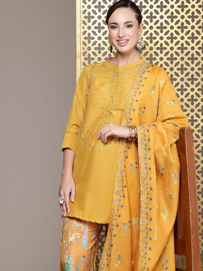 Dhiyona PD Women Women Floral Embroidered Regular Jashn Kurti With Palazzos & Dupatta