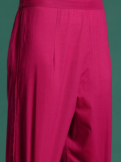 Dhiyona IE Floral Printed Angrakha Pure Cotton Kurta with Trousers & With Dupatta