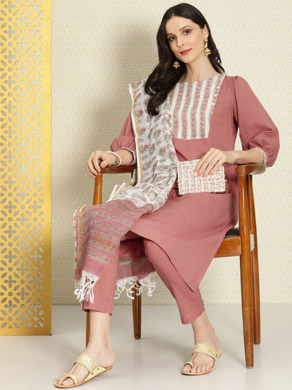 Dhiyona PD Women Women Pink Floral Printed Pure Cotton Rozana Kurta Set