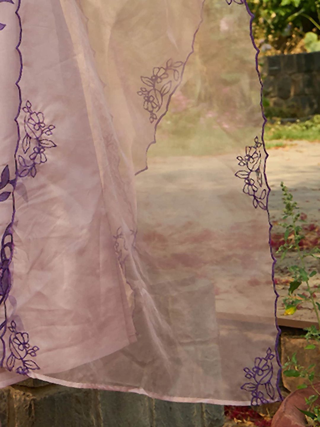 Dhiyona IE Round Neck Floral Embroidered Kurta with Trouser & Dupatta