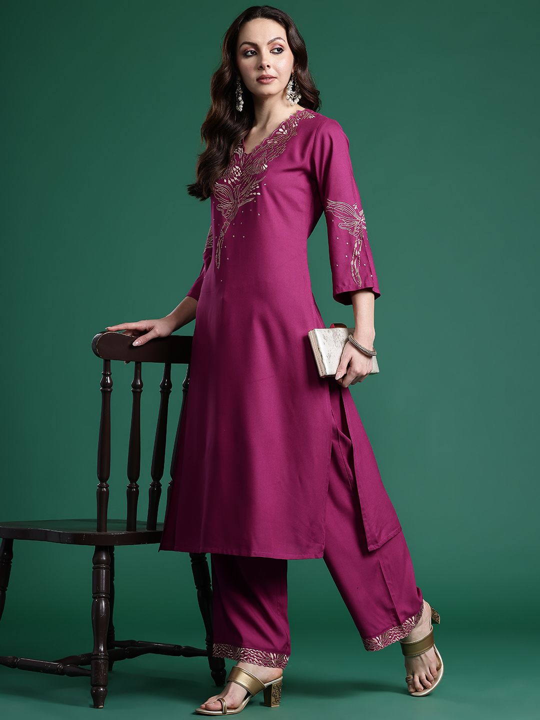 Embroidered Kurta with Trousers