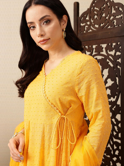 Dhiyona PD Women Angrakha Pure Cotton Jashn Kurta with Palazzos & Dupatta