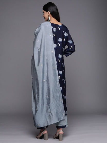 Dhiyona VA Women'sFloral Yoke Design Sequinned Chanderi Silk Kurta with Trousers & With Dupatta