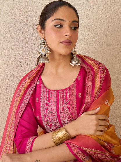 Women Ethnic Motifs Regular Kurta with Trousers & With Dupatta