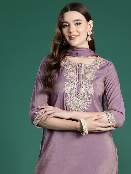 Dhiyona IE Ethnic Motifs Embroidered Kurta with Trousers & With Dupatta