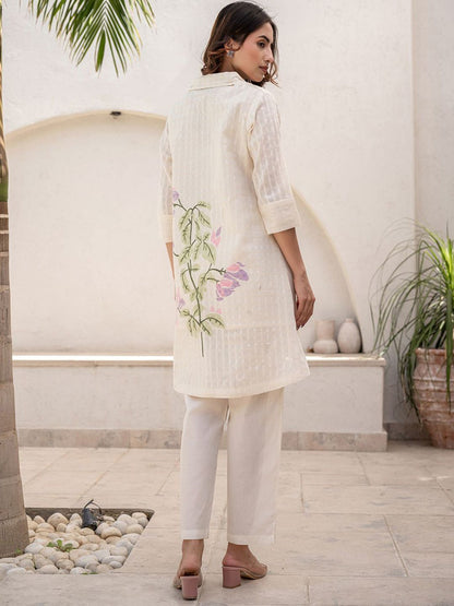 Women Floral Printed Regular Pure Cotton A-Line Kurta with Trousers