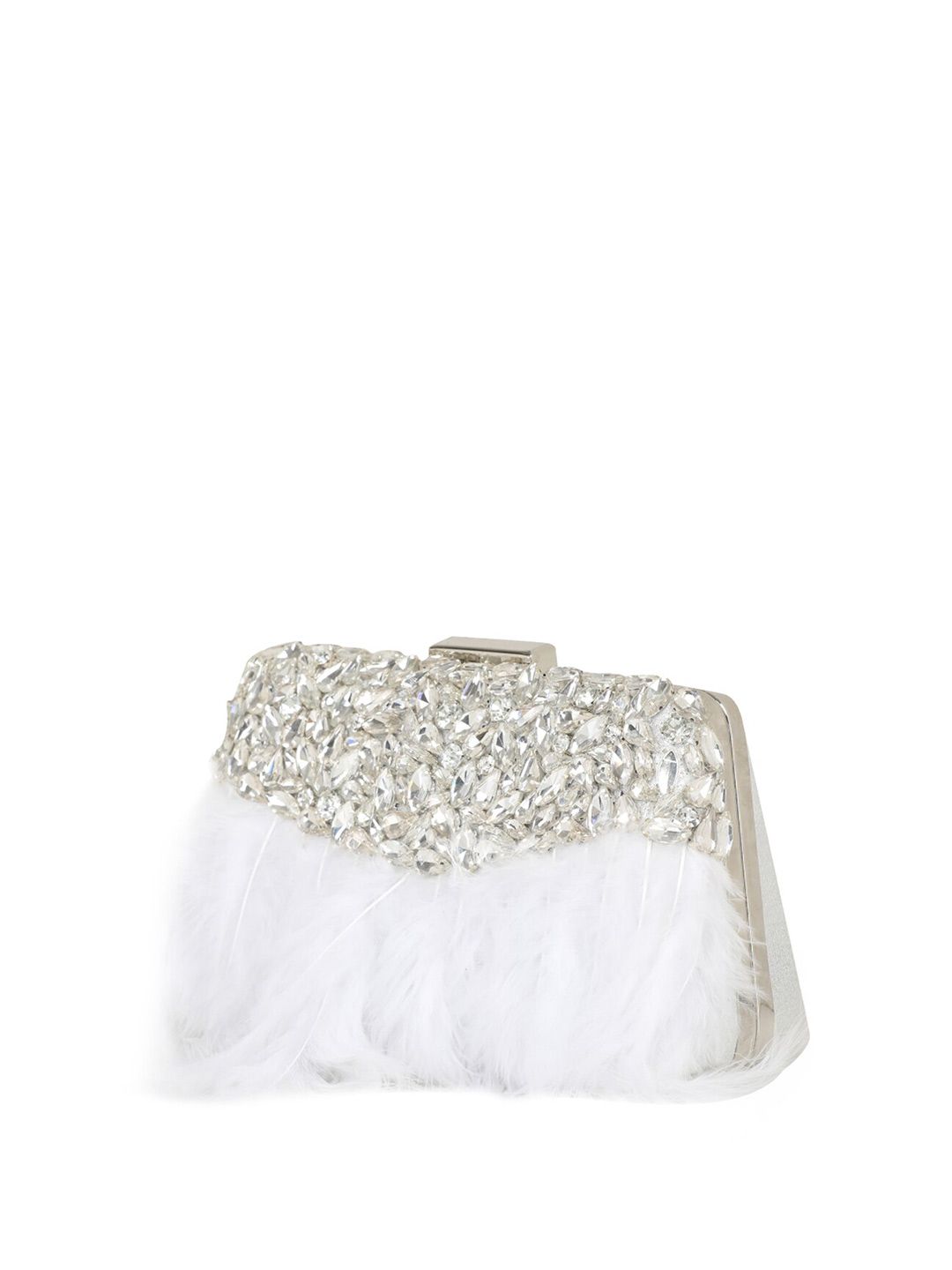 Dhiyona NR Embroidered Embellished Feather Box Clutch