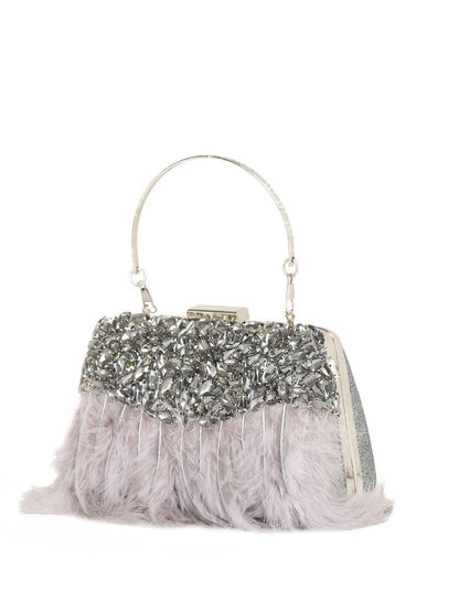 Dhiyona NR Feather Embellished Box Clutch