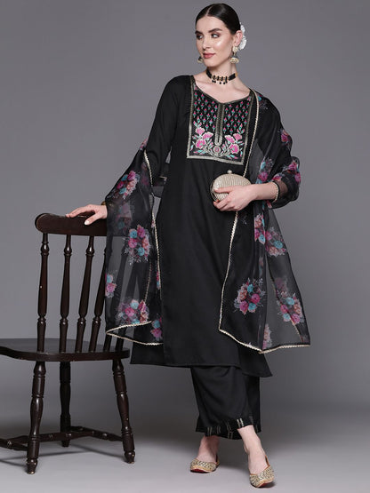 Women Yoke Design Regular Pure Cotton Kurta with Palazzos & With Dupatta