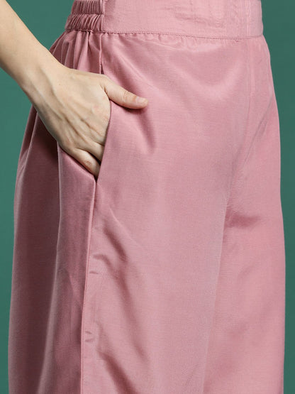 Floral Embroidered Thread Work Kurta with Trousers & With Dupatta