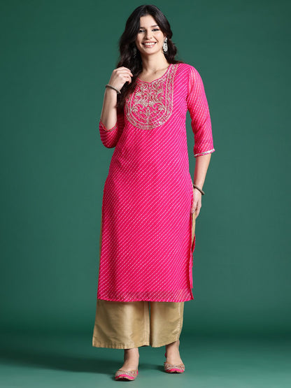 Dhiyona IE Leheriya Printed Indie Printed Georgette Kurta