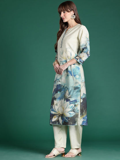 Dhiyona IE Floral Printed Kurta with Trousers & Dupatta