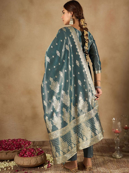 Dhiyona IE Women Ethnic Motifs Regular Kurta with Trousers & Dupatta