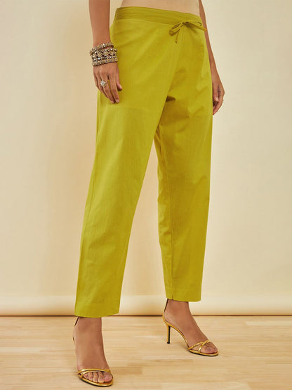 Dhiyona SO Women's Ethnic Motifs Printed Sequinned Chanderi Silk Kurta With Trousers & With Dupatta
