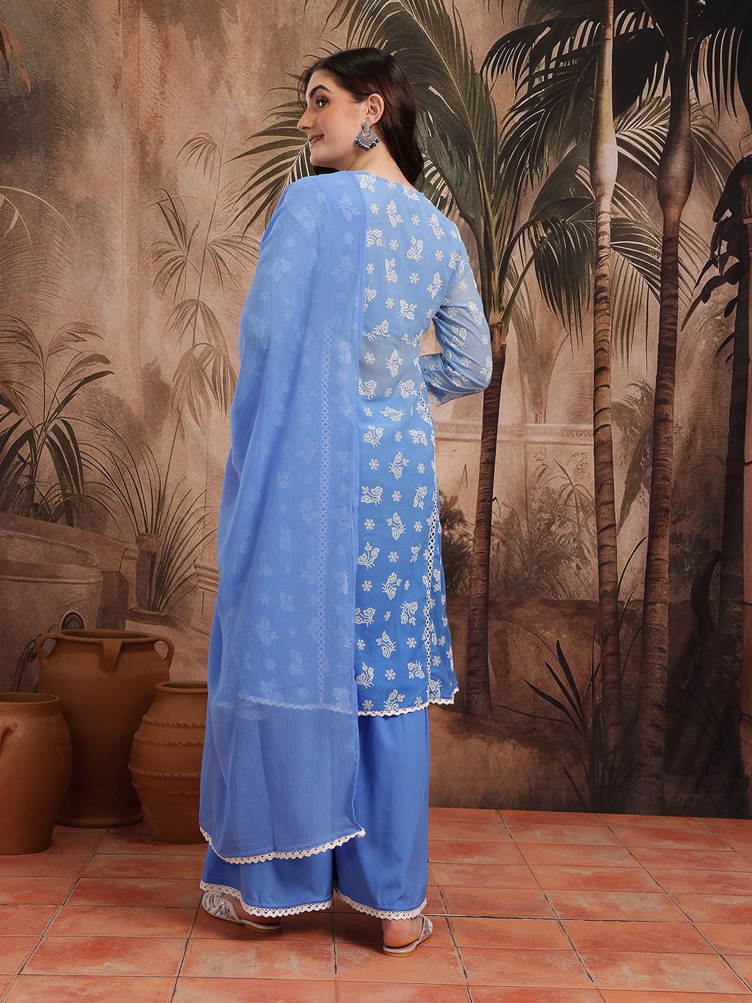 Dhiyona SN Women's Embroidered Kurta with Sharara & Dupatta