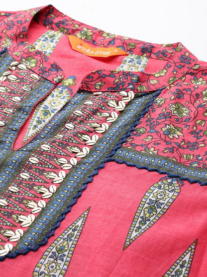 Ethnic Motifs Printed Pure Cotton Kurta with Trousers & Dupatta