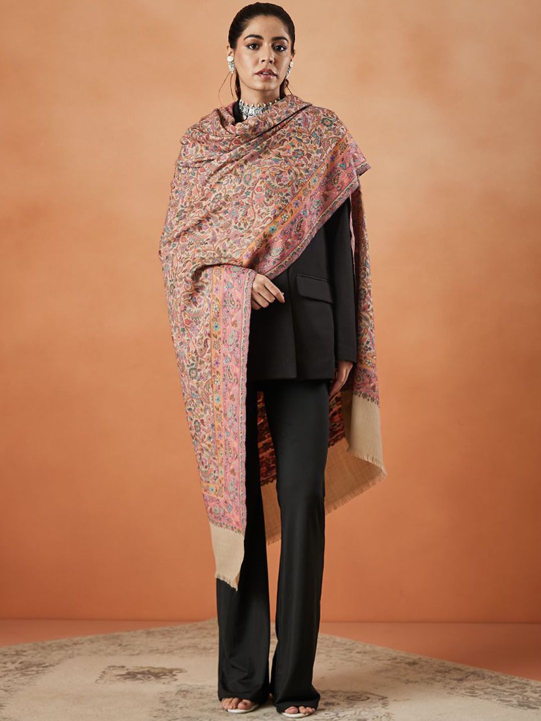 Dhiyona PA Gulzar Kaani Floral Woven Design Shawl