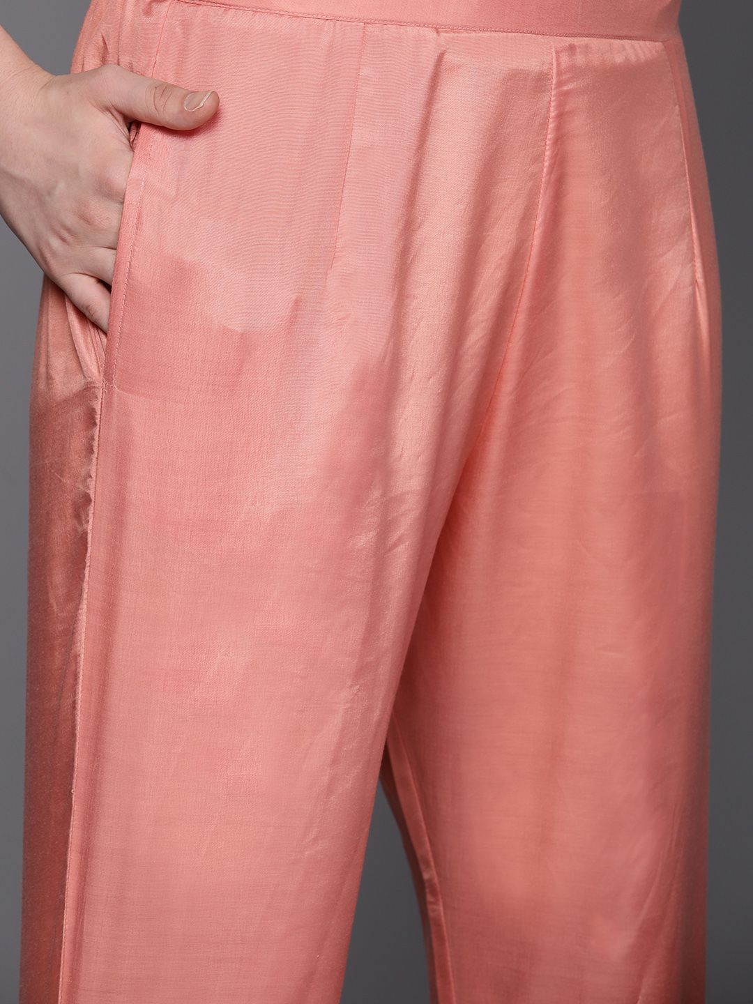 Dhiyona IE Embroidered Regular Sequinned Chanderi Silk Kurta with Trousers & Dupatta