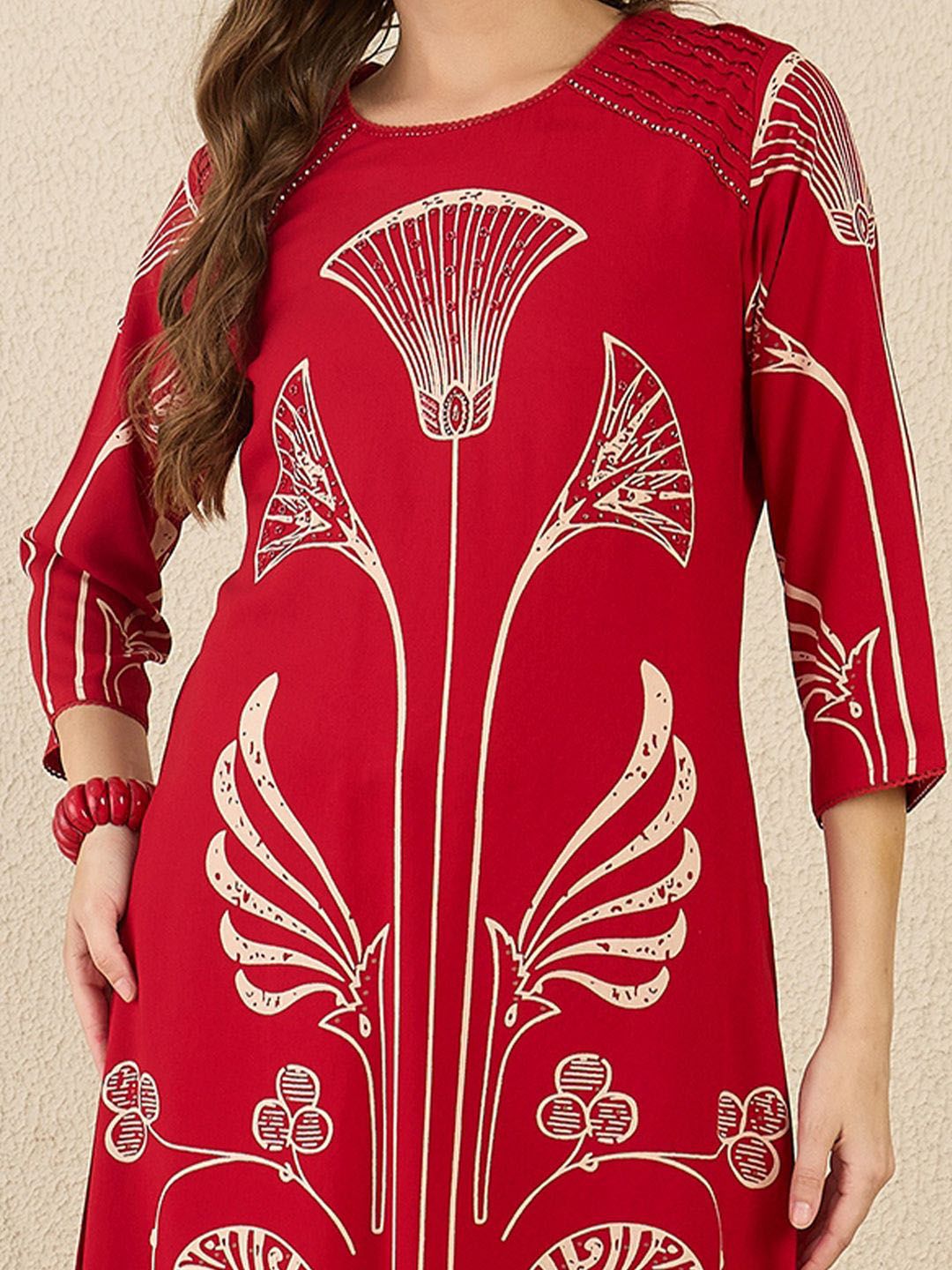 Dhiyona IE Indo era Printed Straight Tunic & Trousers Co-Ord Set