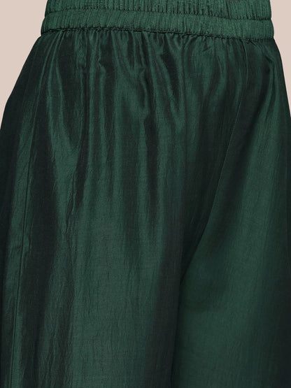 Dhiyona VA Women's Green Yoke Design Mirror Work Kurta with Trousers & Dupatta