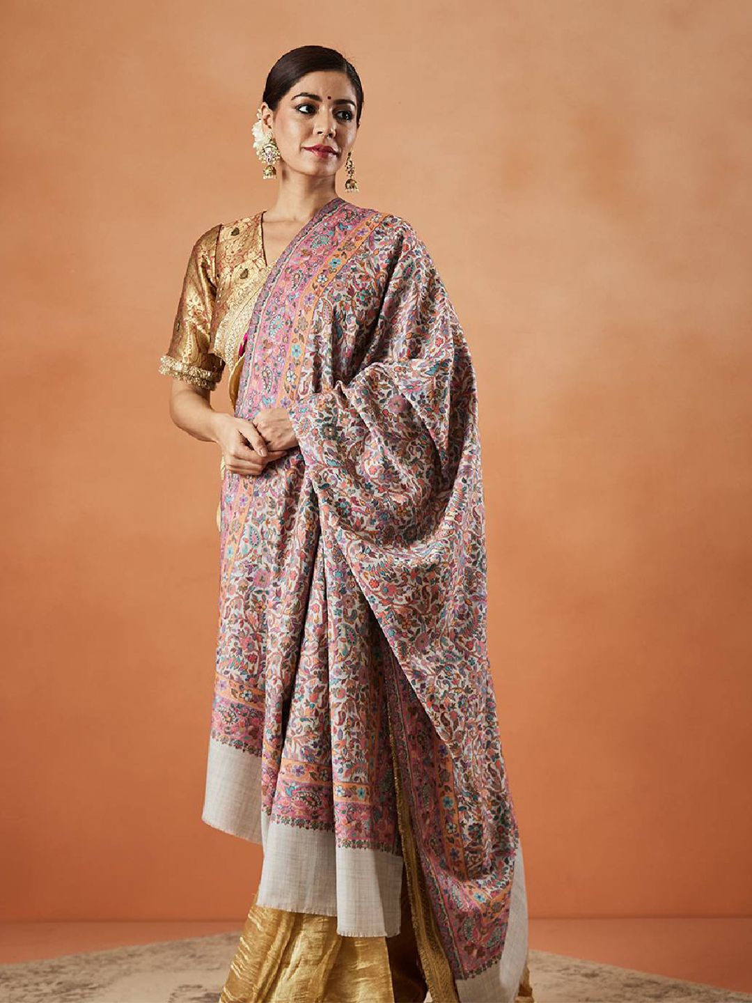 Dhiyona PA Floral Woven Design Fringed Shawl