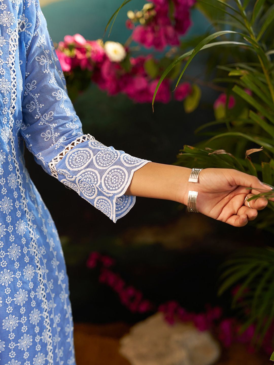 Women Ethnic Motifs Embroidered Cotton Kurta with Trousers & Dupatta