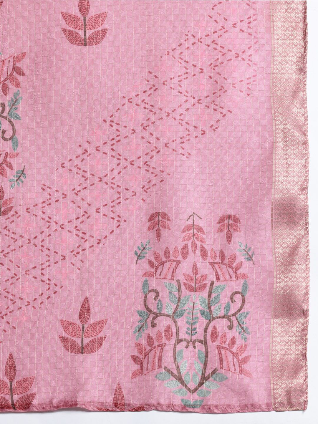 Floral Embroidered Thread Work Kurta with Trousers & With Dupatta